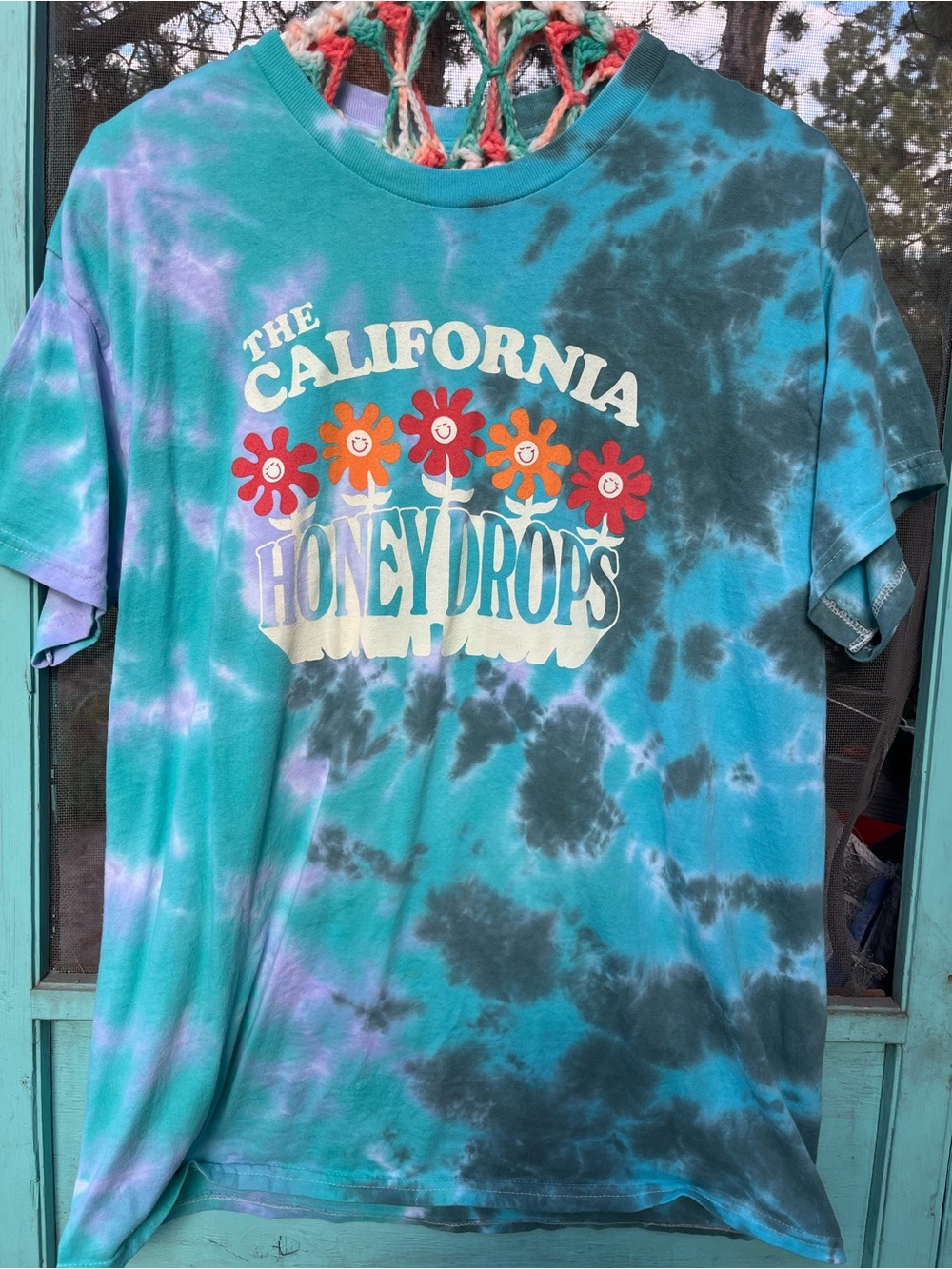 California Honeydrops concert Tie-Dye Tee - Turquoise & Red Floral - Picture 2 of 4